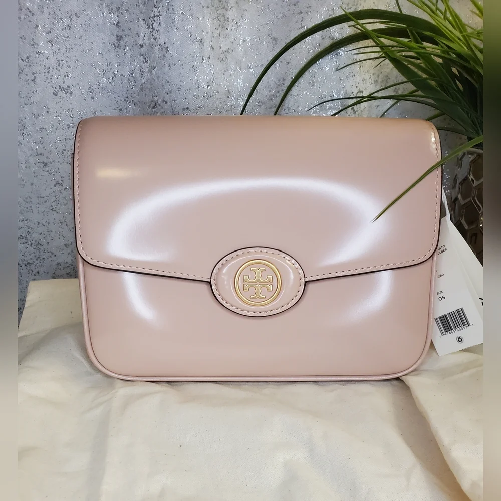 Tory Burch Authentic NWT Robison Spazzolato Convertible Shoulder Blush Color Bag
